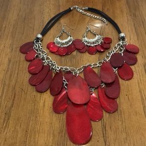 JCPenny’s Red Abalone Shell Earrings Necklace Set.